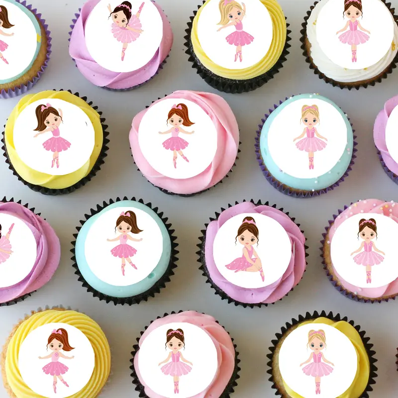 Ballerina Dance Pre-Cut Mini Edible Cupcake Or Cookie Toppers 1