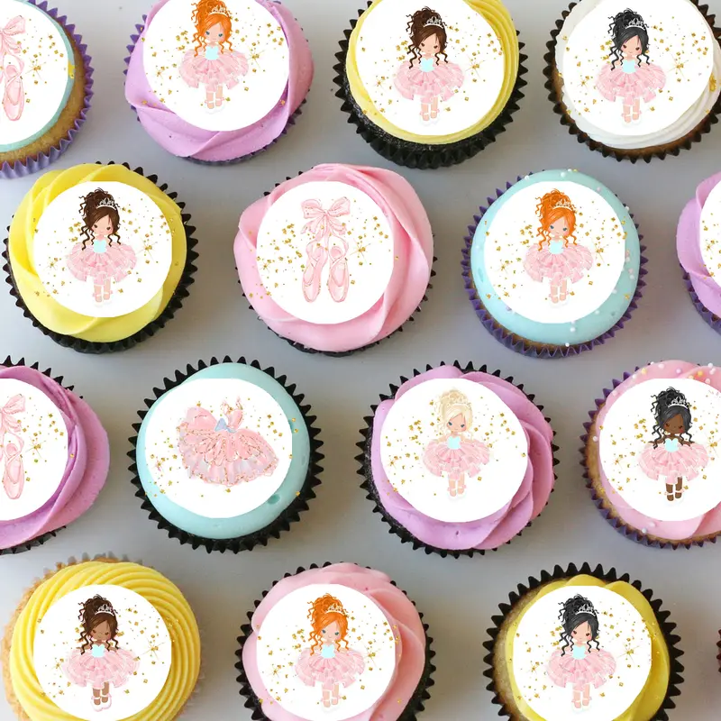 Ballerina Dance Pre-Cut Mini Edible Cupcake Or Cookie Toppers 1