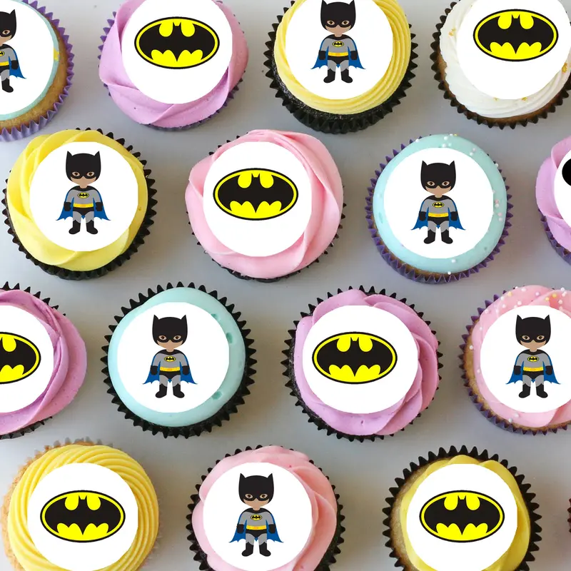 Batman Superhero Pre-Cut Mini Edible Cupcake Or Cookie Toppers 1