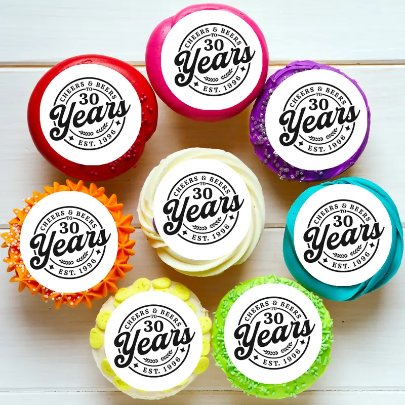 Cheers & Beers Birthday Pre-Cut Edible Cupcake Or Cookie Toppers 1