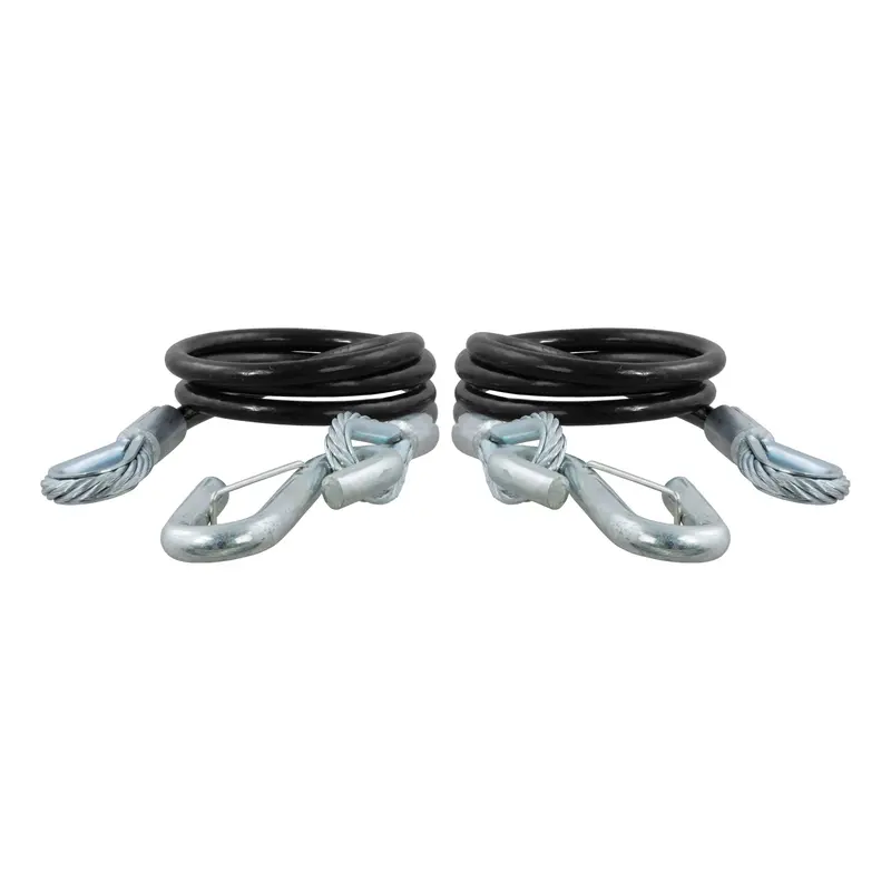 Curt 80151 44-1/2-Inch Nylon-Coated Trailer Safety Cables, 7/16-Inch Snap Hooks, 5,000 Lbs. Break Strength, 2-Pack 1
