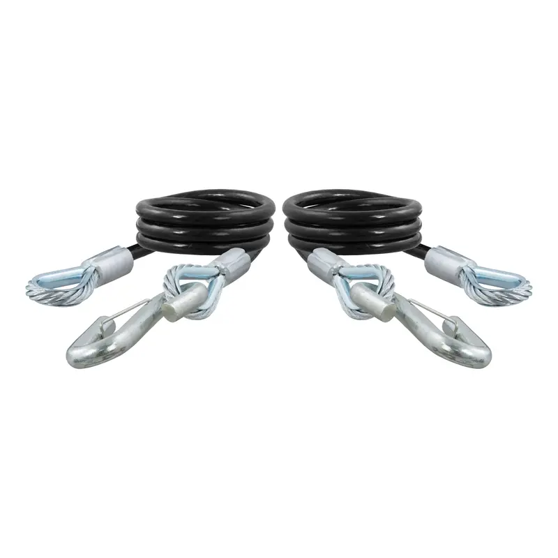 Curt 80176 44-Inch Nylon-Coated Trailer Safety Cables, 17/32-Inch Snap Hooks, 7,500 Lbs. Break Strength, 2-Pack 1
