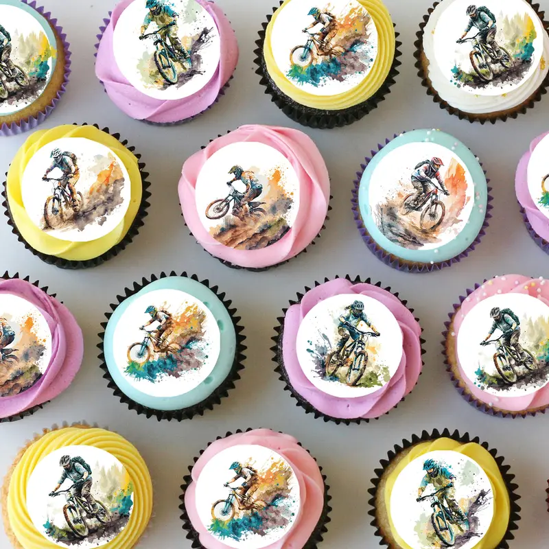 Dirt Bike Pre-Cut Mini Edible Icing Cupcake Or Cookie Toppers 1