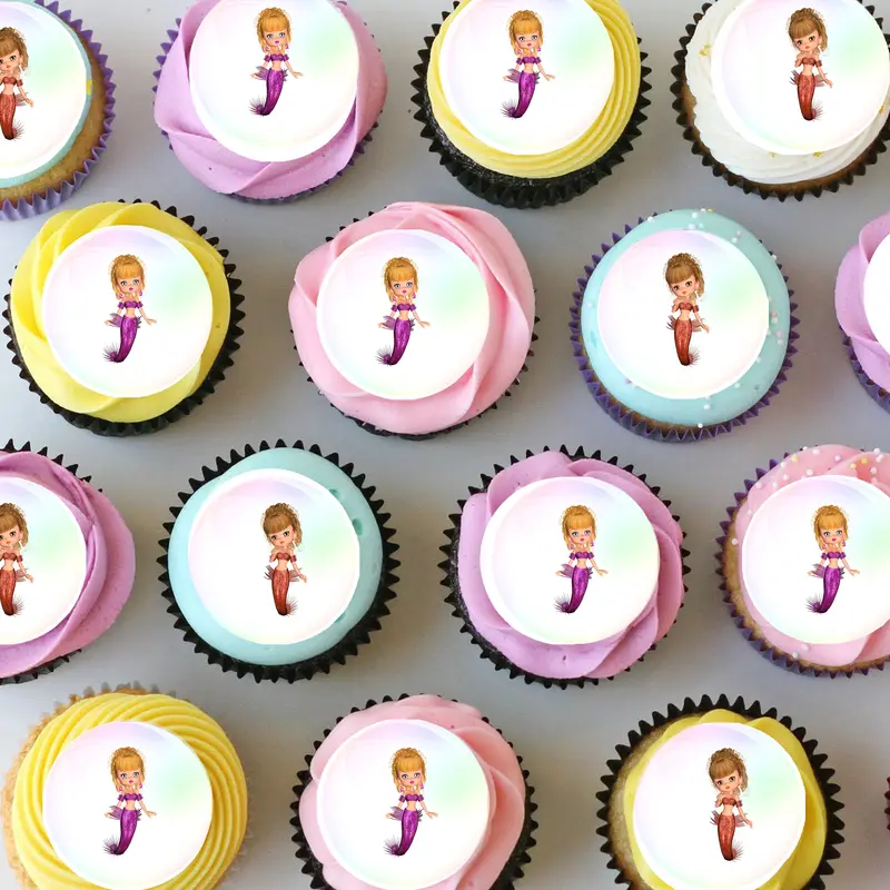 Mermaid Under The Sea Pre-Cut Mini Edible Icing Cupcake Or Cookie Toppers 1