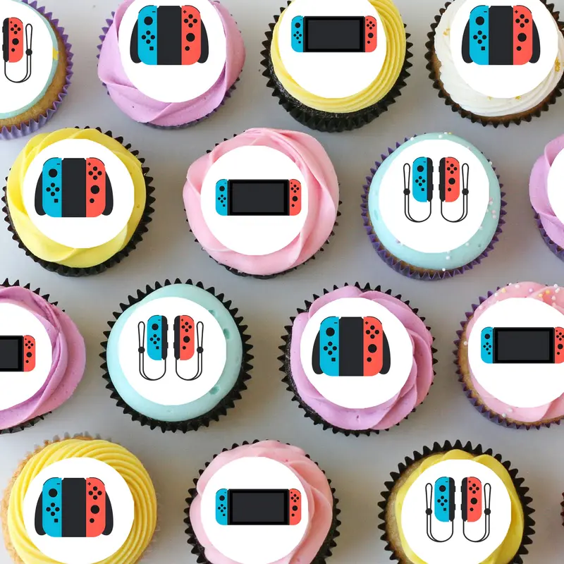 Nintendo Switch Pre-Cut Mini Edible Icing Cupcake Or Cookie Toppers 1