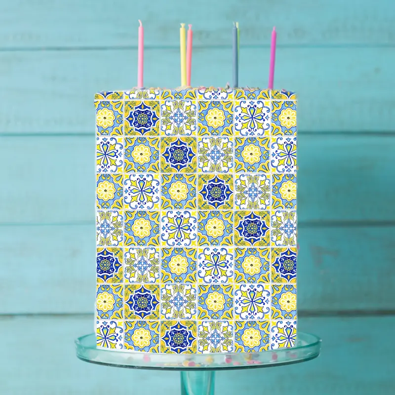 Portuguese Tiles Edible Icing Cake Wrap 1