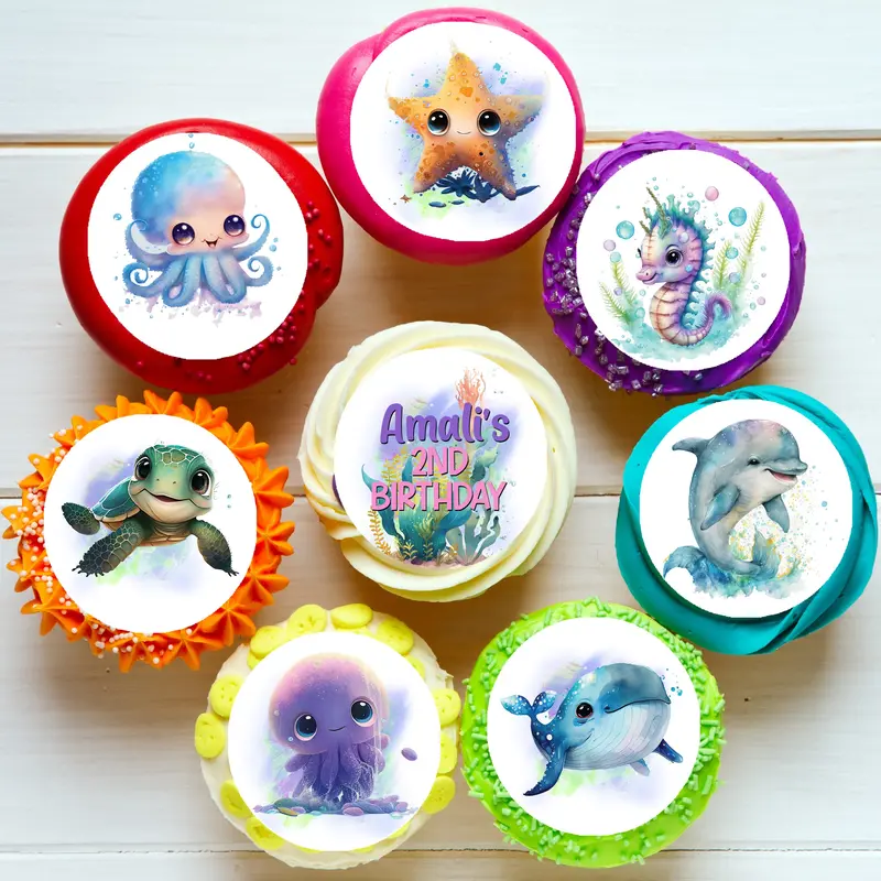 Under The Sea Pre-Cut Edible Cupcake Or Cookie Toppers 1