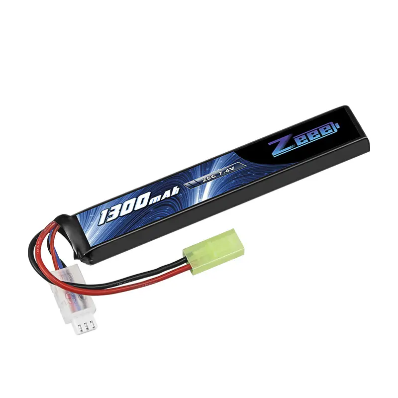 Zeee 2S Lipo Battery 1300Mah 7.4V 25C Airsoft Stick Battery With Mini Tamiya Connector For Airsoft Guns Rifle 1