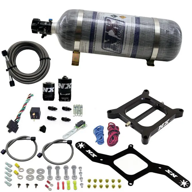 Nitrous Express 55140-12 Conventional 4150-Style Nitrous Plate System – .375" Solenoid, 12Lb Bottle Ready 1