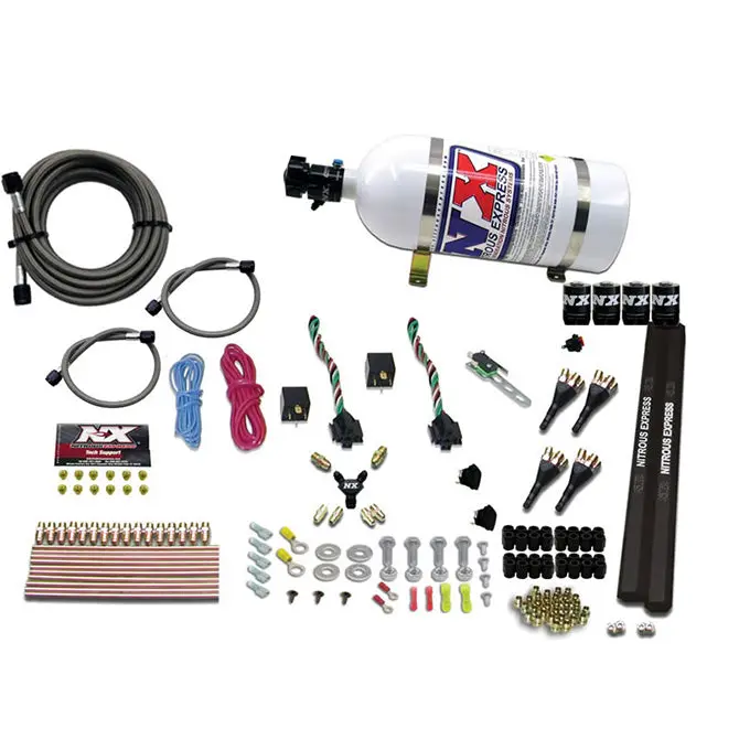 Nitrous Express Sx2 Nitrous System – 4-Cylinder, 10-Lb Bottle, 100–300 Hp Per Side (Model #90094-10) 1