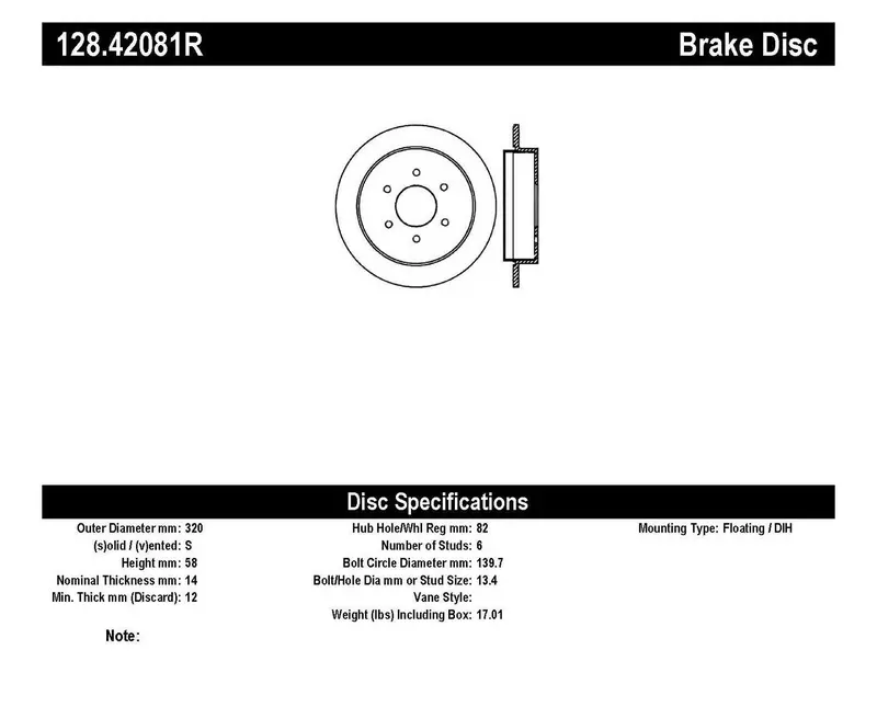Stoptech 128.42081R Stoptech Sport Cross Drilled Brake Rotor; Rear Right 1